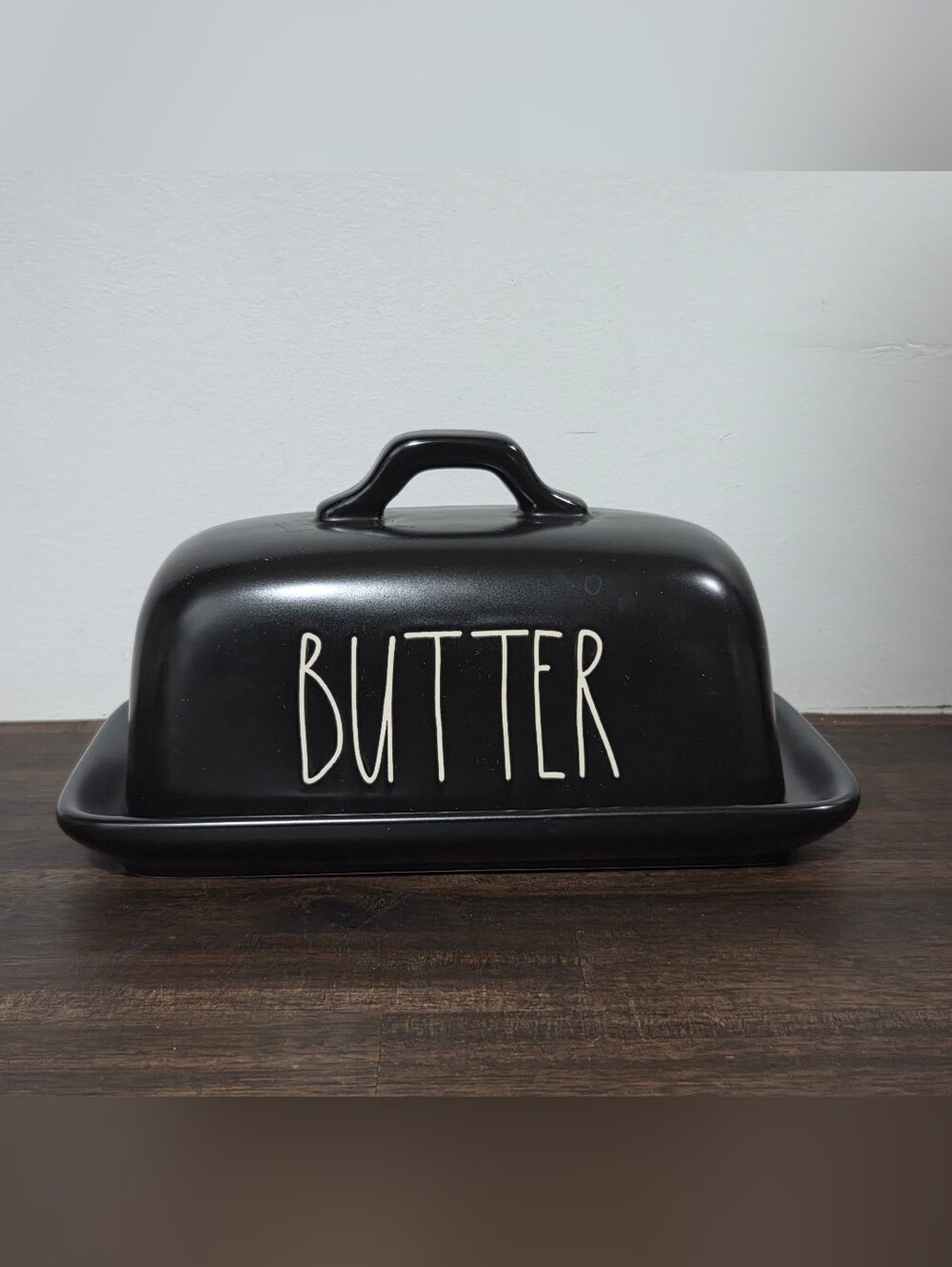 Rae Dunn Black Butter Dish with Lid